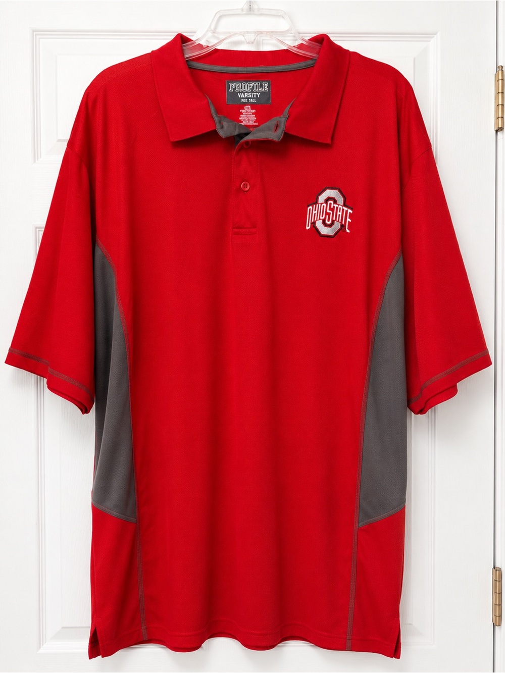 Ohio State Buckeyes Mens Polo Shirt XLT Profile Varsity Big & Tall Red Gray